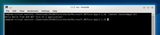 Running .NET Core 1.1 console application under Linux