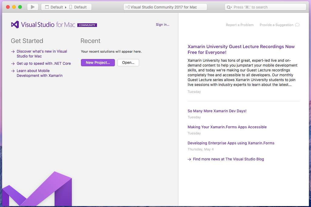 Running Visual Studio Community edition on macOS Running Visual Studio Community edition on macOS